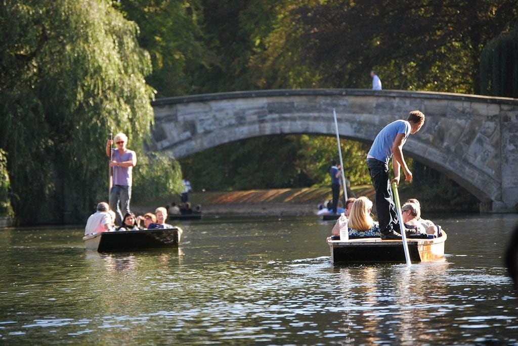Punting down the rivers in the University of Cambridge