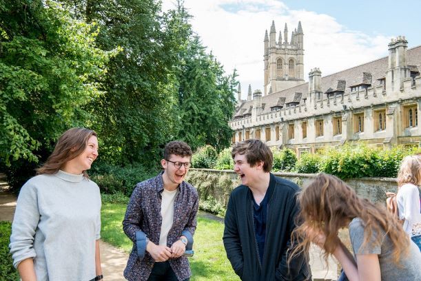 Tutors and students socialize together in Oxford on our summer school