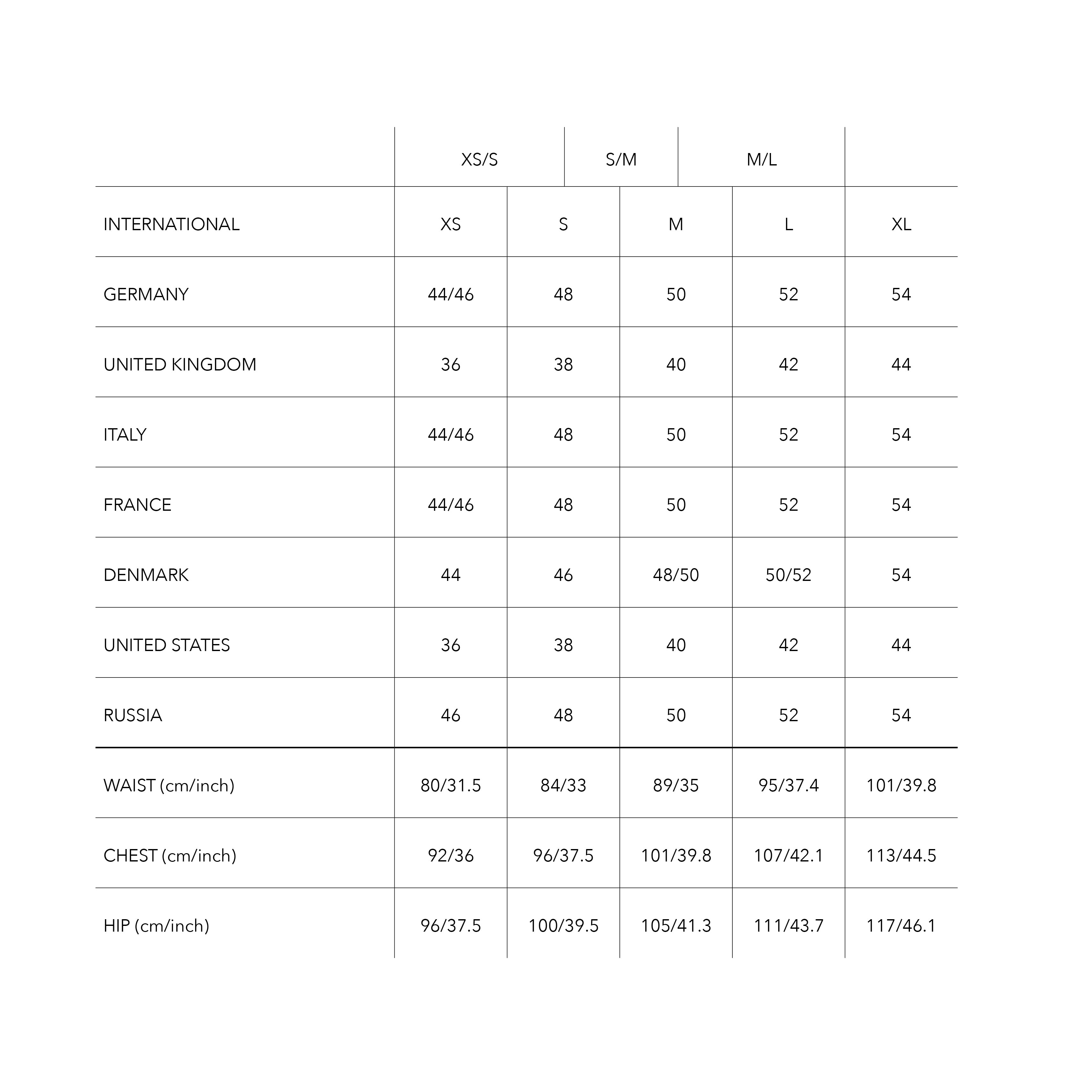 SIZE GUIDE MEN