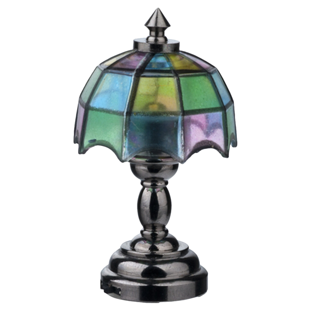 Houseworks LED Miniature Nickel Tiffany Table Lamp Battery ...