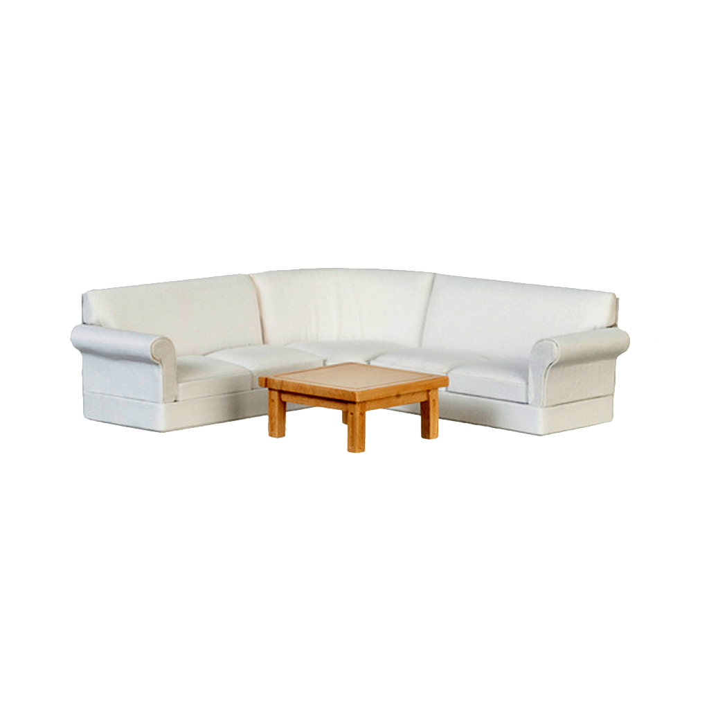 1 Inch Scale Dollhouse Sectional Sofa Living Room Set White Linen Real Good Toys