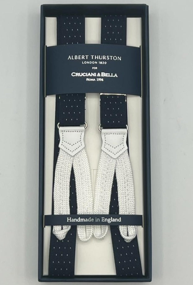 Albert Thurston - Elastic Braces - 25 mm - Burgundy and White Dots