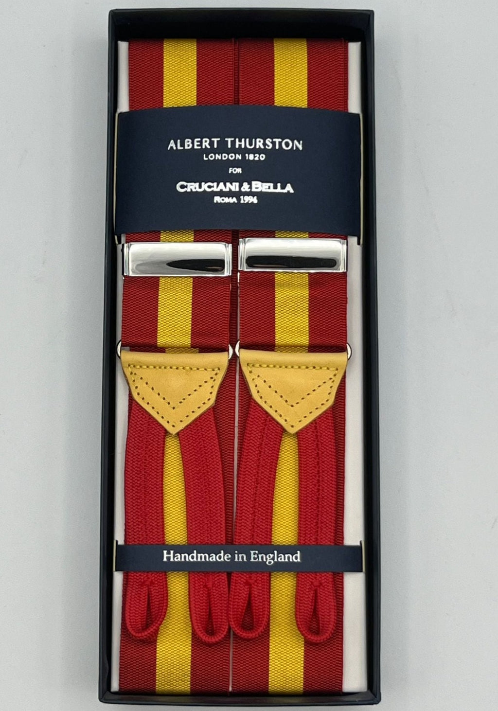Albert Thurston Braces - 40 mm - Red Yellow and Green Stripes #6177 –  Cruciani & Bella