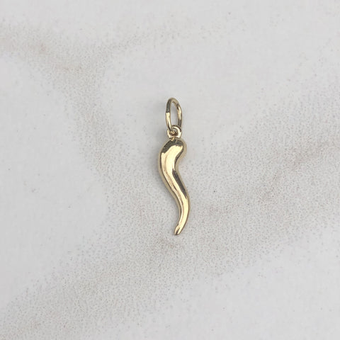 14KT Yellow Gold Italian Horn Cornicello Pendant Charm