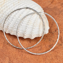 Load image into Gallery viewer, Sterling Silver Diamond-Cut Large Endless Hoop Earrings 45mm