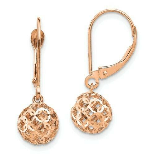 14KT Rose Gold Polished 12mm Button Kidney Wire Earrings – LSJ