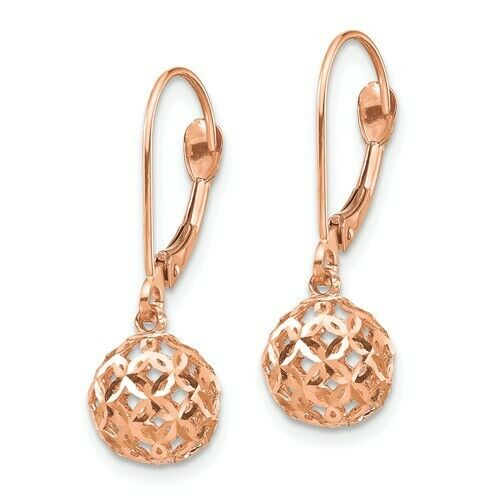 14KT Rose Gold Polished 12mm Button Kidney Wire Earrings – LSJ