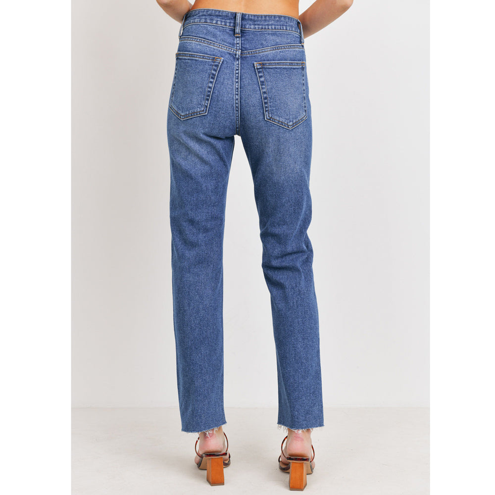 Cut Off Crop Straight Leg Jean