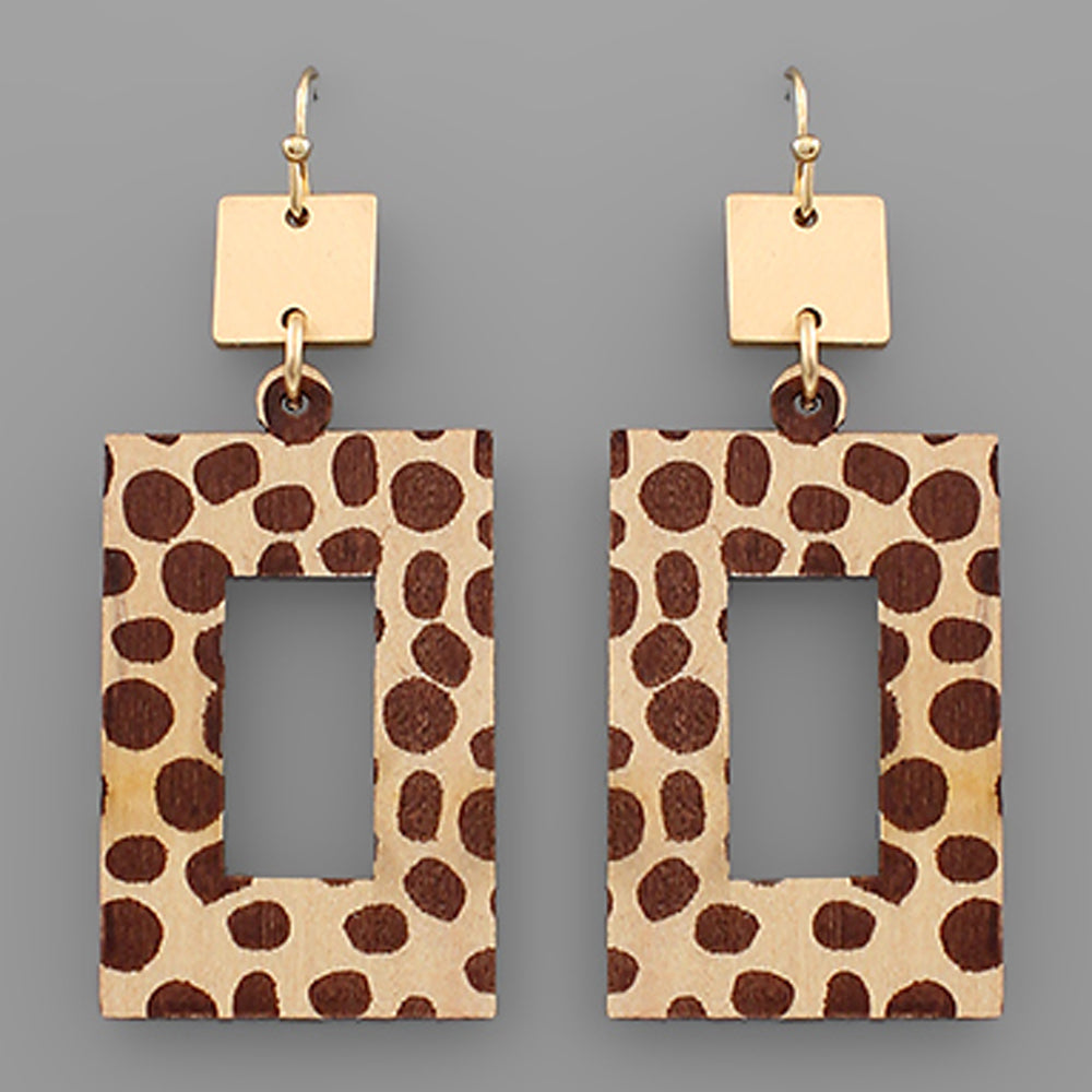 Leopard Wood Earring