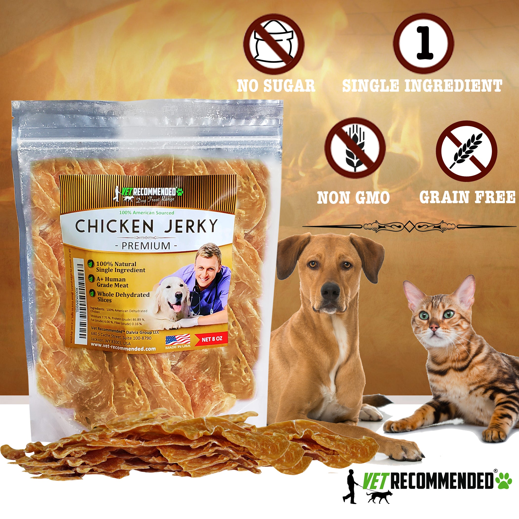 Chicken Jerky for Dogs - Single Ingredient - No Preservatives - Whole