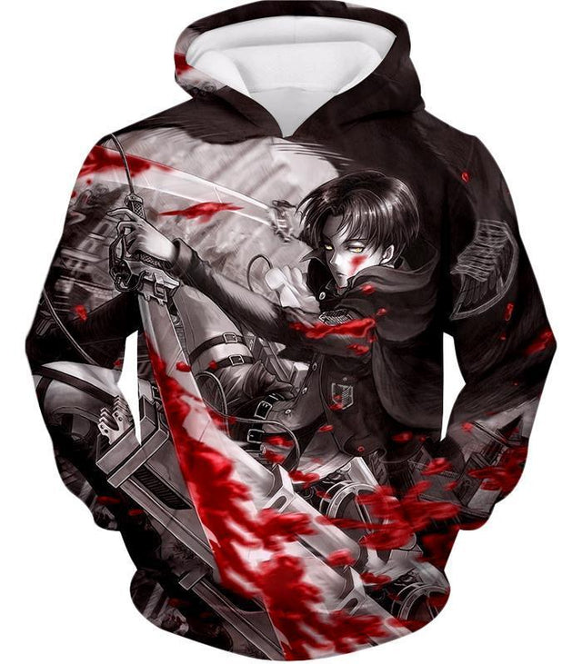 Attack on Titan Captain Levi Black and white Themed Hoodie, Anime Inspired Shirt, Best Gift Ideas