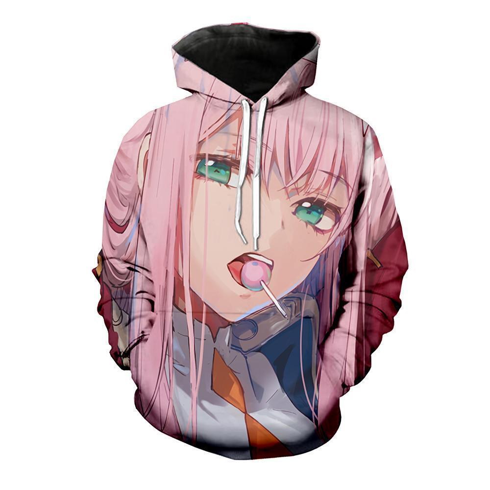 Darling in the Franxx Hoodie - Zero Two with Sucker Pullover Hoodie ...