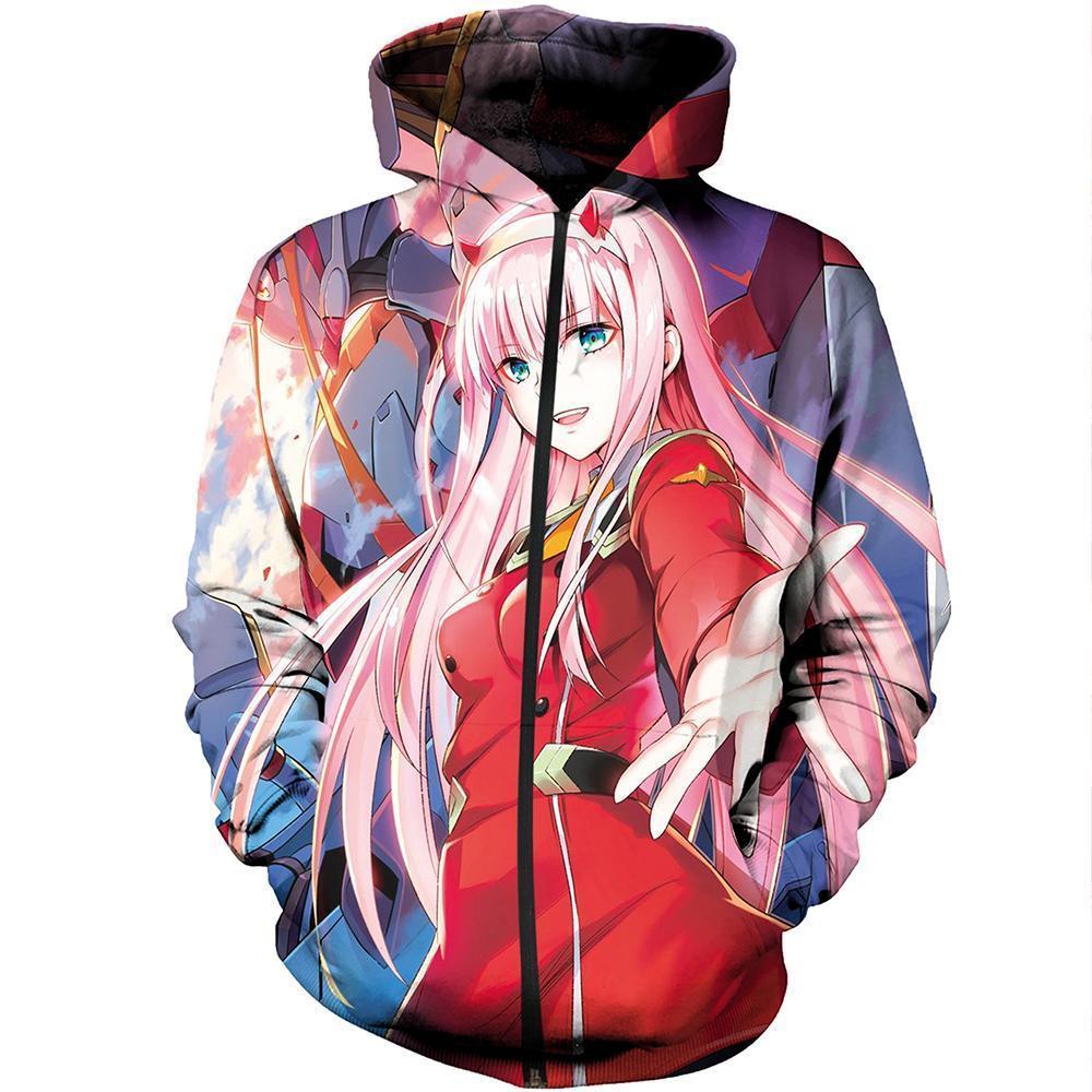 Darling In The Franxx Zip Up Hoodie Zero Two Manga Cover Zip Up Hood Otakuform 7548