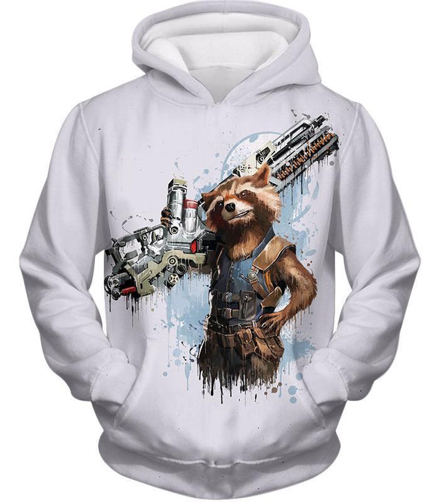 Destoyer  Raccoon Rocket White Hoodie, Anime Inspired Shirt, Best Gift Ideas