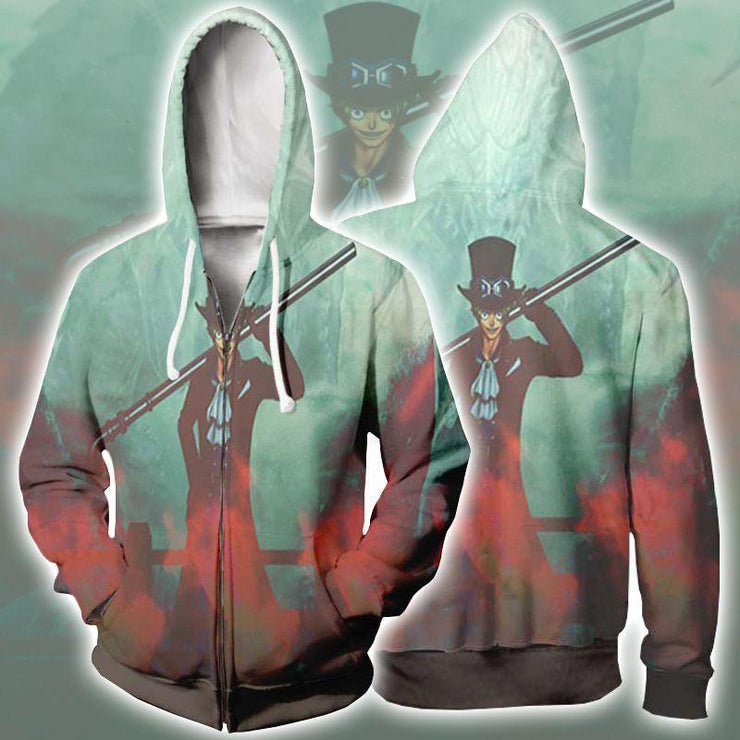 One Piece Zip Up Hoodie Jacket Sabo Manga Graphic One Piece Anime Ho Otakuform