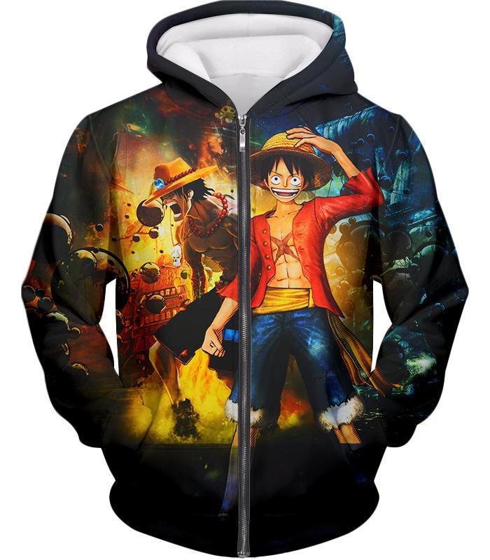 One Piece Zip Up Hoodie - One Piece Brothers Luffy and Ace Best Bond Z