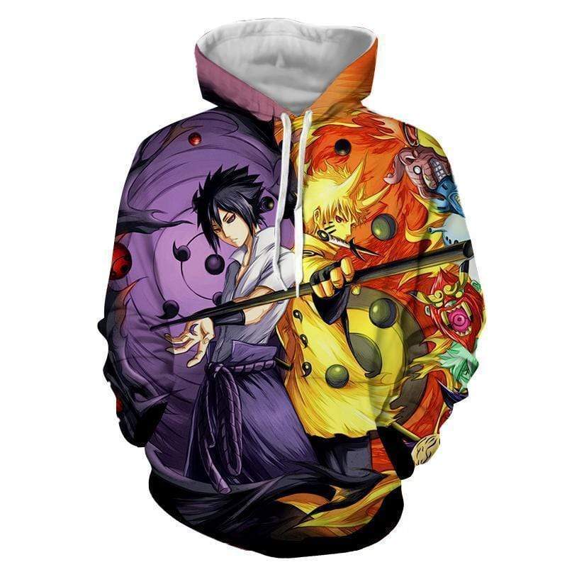 Sasuke Hoodie Jinchuuriki Sharingan Shippuden Naruto Split