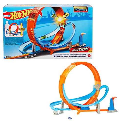 Hot Wheels Track Set and 1:64 Scale Toy Car, 29