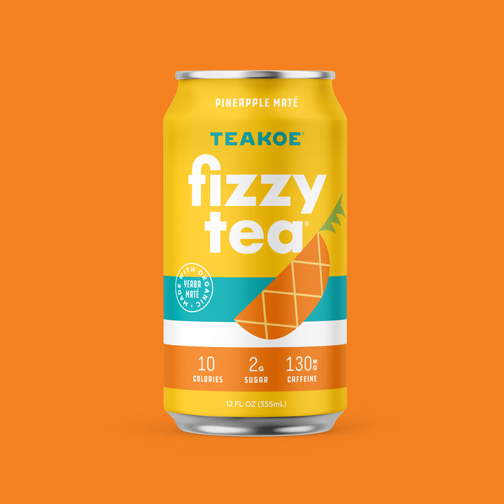 TEAKOE Fizzy Tea, Pineapple Maté, Organic Yerba Maté, 24 Pack– TEAKOE