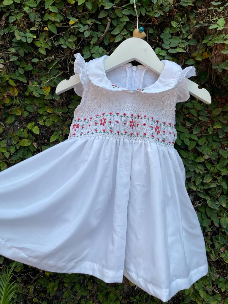 White Sleeveless Frill Smock Dress – Tara Baby Shop