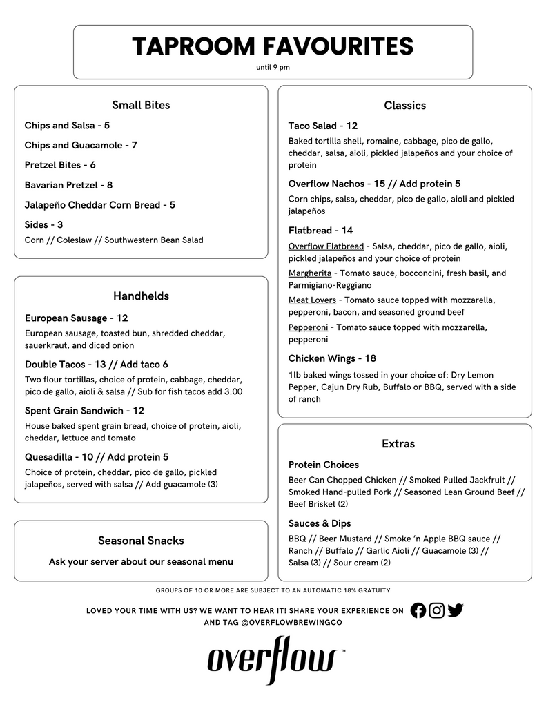 Overflow Food Menu Winter 2023