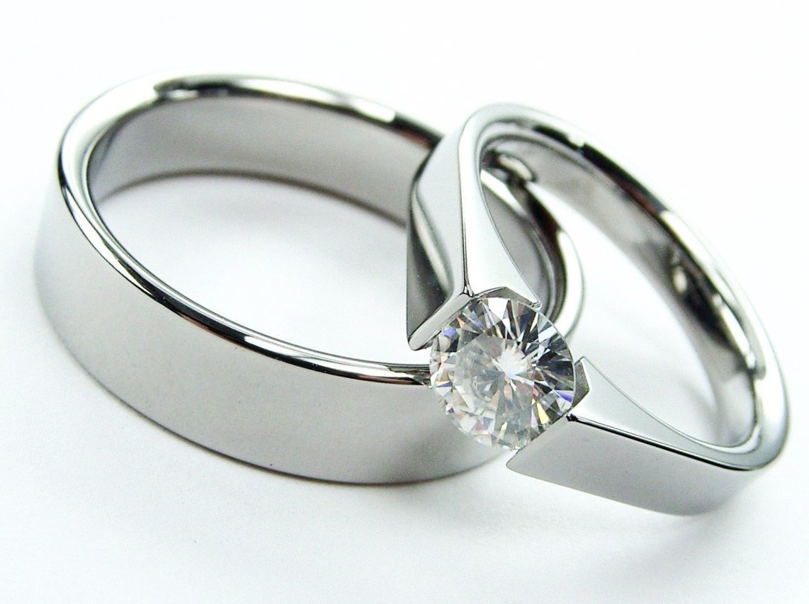 titanium tension set diamond ring