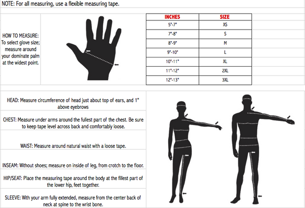 Sizechart Klim