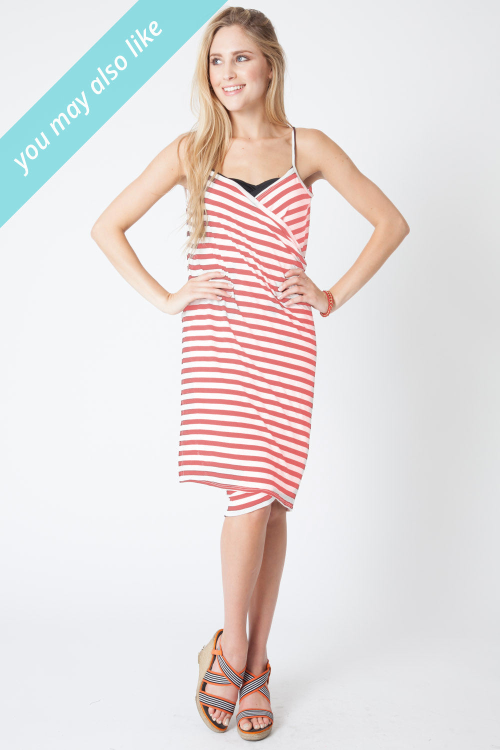 Convertible Beach Wrap Dress in Coral Stripe – LOUMA