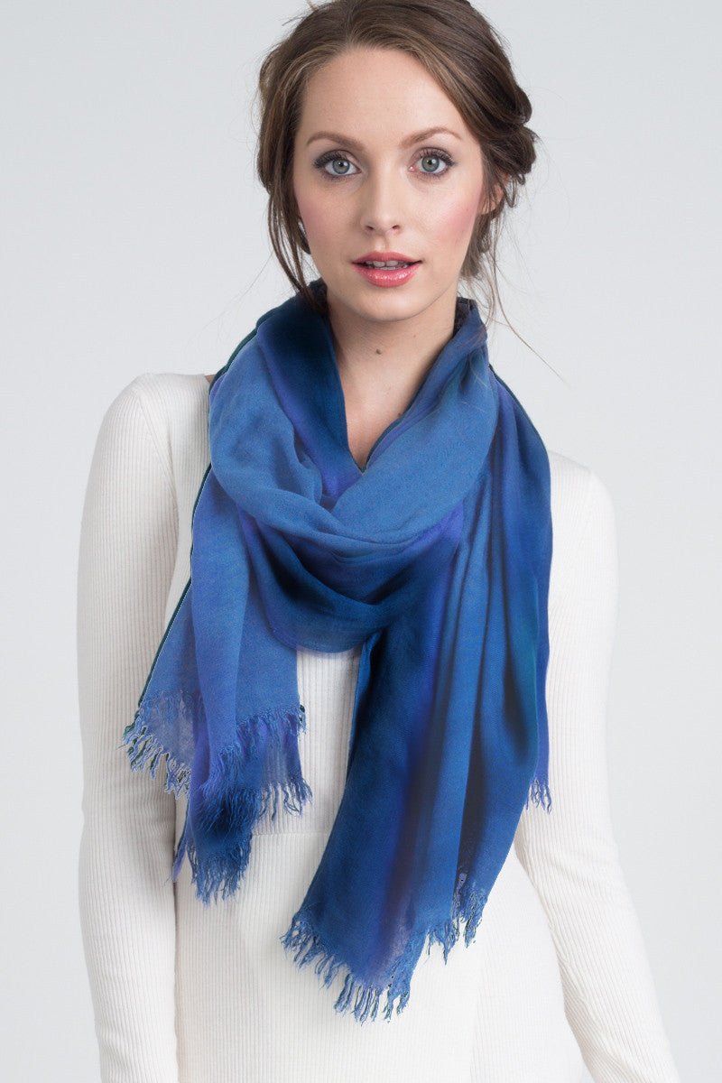 Cashmere Modal Blend Scarf in Solid French Blue – LOUMA