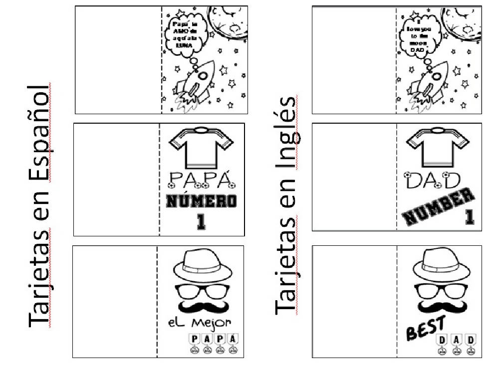 Tarjetas Para Colorear Día del Padre por Miss G – Maesdi