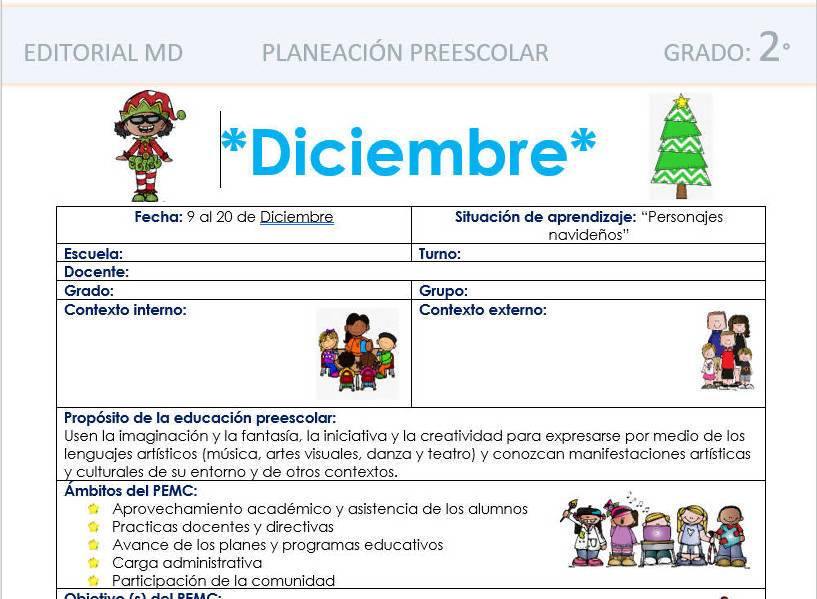 Planeación de Diciembre para Preescolar por Editorial MD – Maesdi