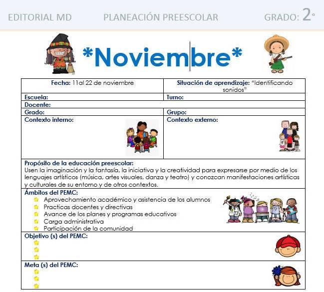 Planeación de Preescolar de Noviembre por Editorial MD – Maesdi