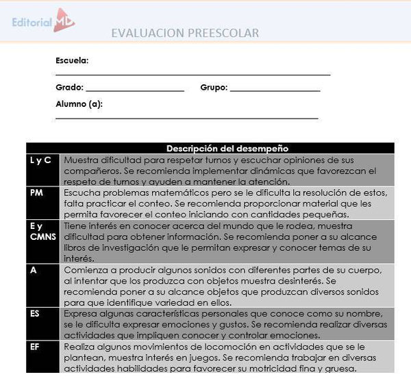 Sintético 105 Foto Ejemplo De Evaluacion De Preescolar Por Campos Formativos Lleno 3557