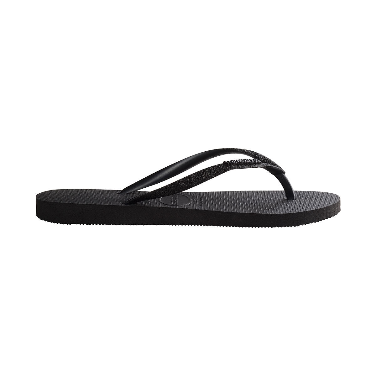 black sparkly flip flops