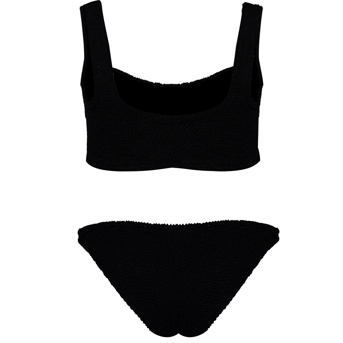 Black Crop Top Bikini Set Womens Black Bikini Set Crinkle Bikini 8368