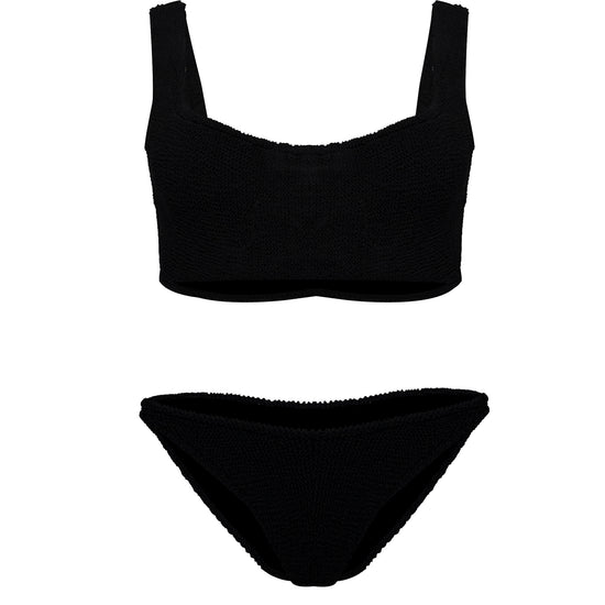 Black Crop Top Bikini Set Womens Black Bikini Set Crinkle Bikini 1260