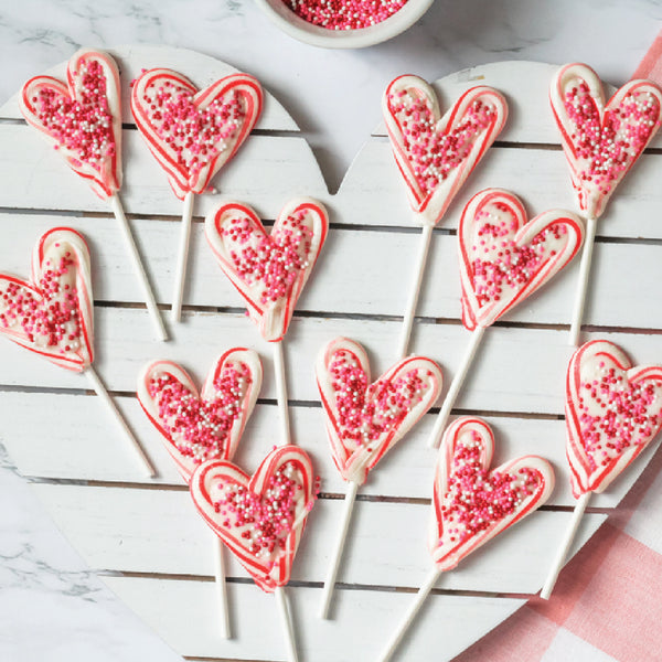 Candy cane hearts lollipops
