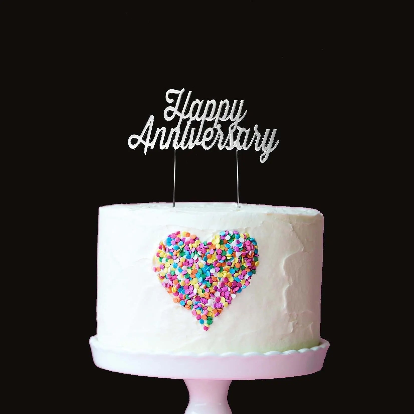 Silver Plated Cake  Topper  Happy Anniversary  Build a 