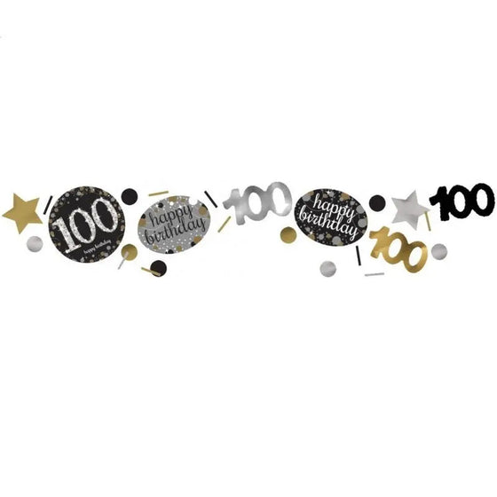 Amscan | Sparkling Black Confetti - 100th | 100th Party Theme & Supplies