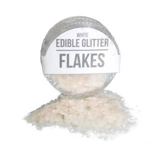 Clear White Edible Glitter Flakes