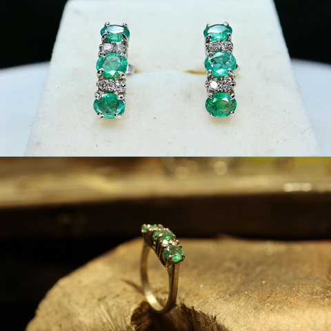 due bellissimi orecchini in oro con brillanti e diamanti, che sono stati trasformati in un elegantissimo anello da begoreficeria