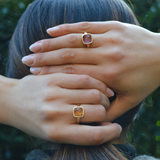 Set di anelli in oro con topazio e ametista