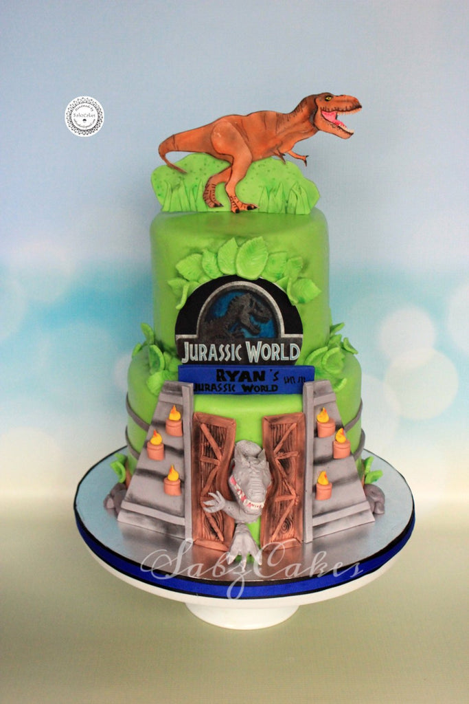 Edible Fondant Jurassic World Inspired 2d Trex Dinosaur Birthday Cake Sabzcakes