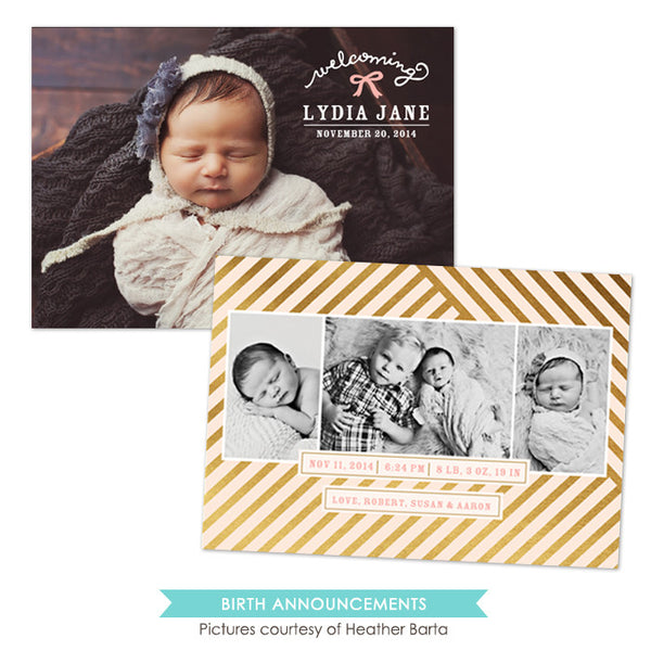 Birth Announcement | Photoshop templates for photographers – Birdesign