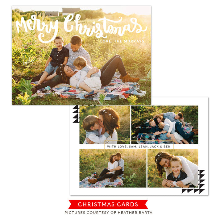 Christmas Photocard Template Merry and Bright Birdesign