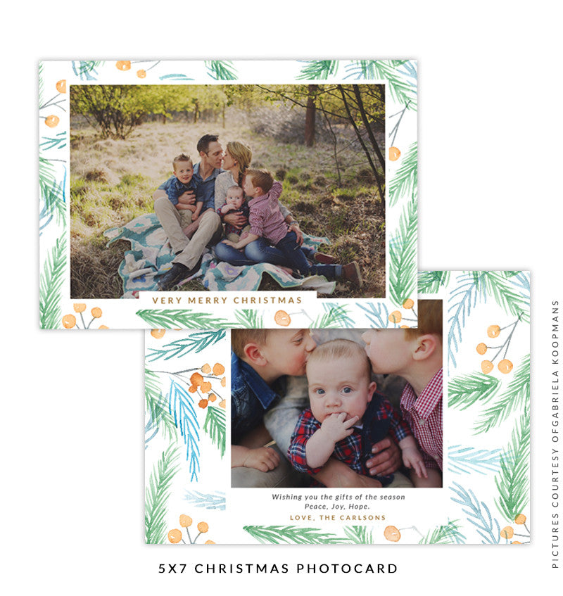 Christmas 5x7 Photo Card | Christmas Rose – Birdesign