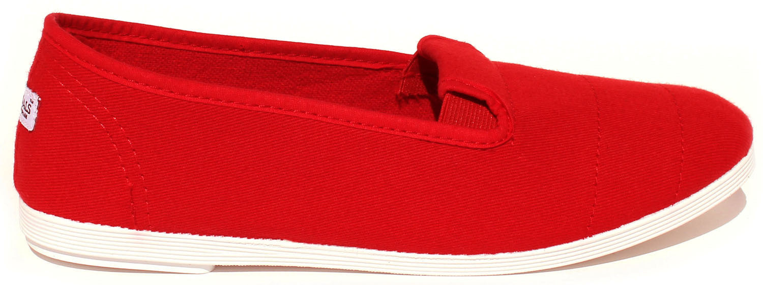 red slip on canvas shoes