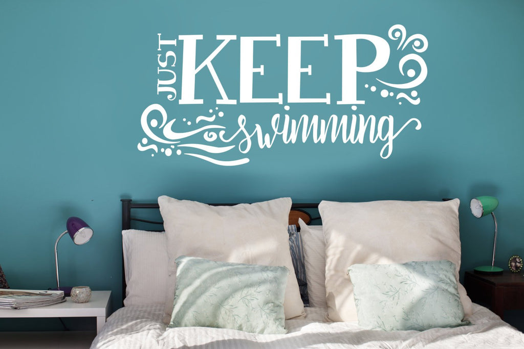 Motivational Wall Quote Keep Swimming Design Inspirational Quotes Bedroom Wall Decor Movie Quote Aquatic Ocean Nursery Kids Room Signs