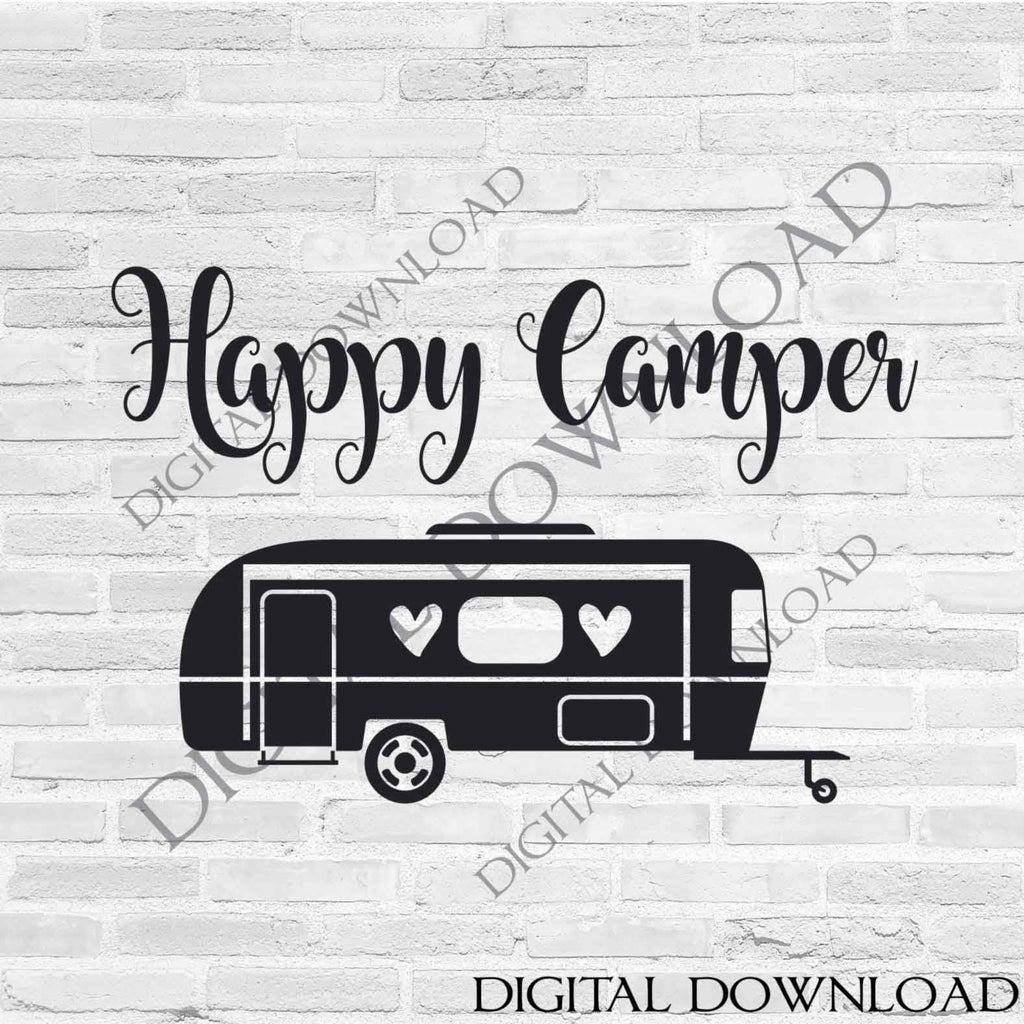 Download SVG Quote Clipart Happy Camper Vector Download- Vinyl ...