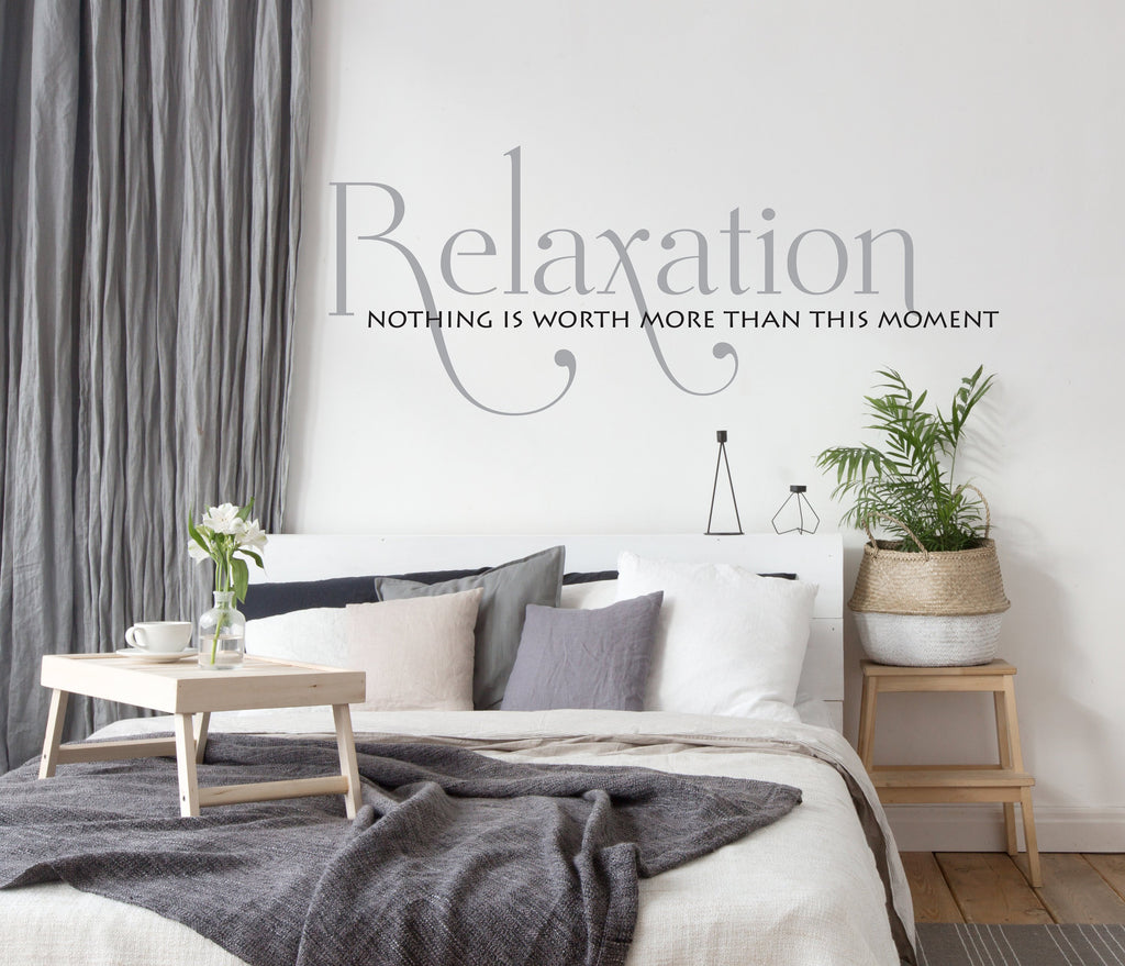 Relax Vinyl Wall Quote Lettering Bedroom Wall Decor Sign For Above Bed Relaxation Moment Saying For Wall Vinyl Wall Decal Quote For Spa